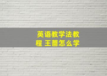 英语教学法教程 王蔷怎么学